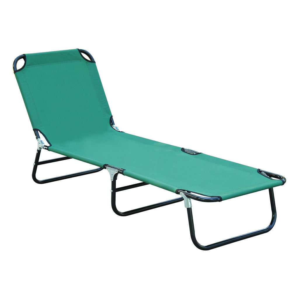 Leoglint Foldable Outdoor Chaise Lounge Outdoor Chair, 5-Level Reclining Camping Tanning Chair with Strong Oxford Fabric for Beach, Yard, Patio, Pool, Green