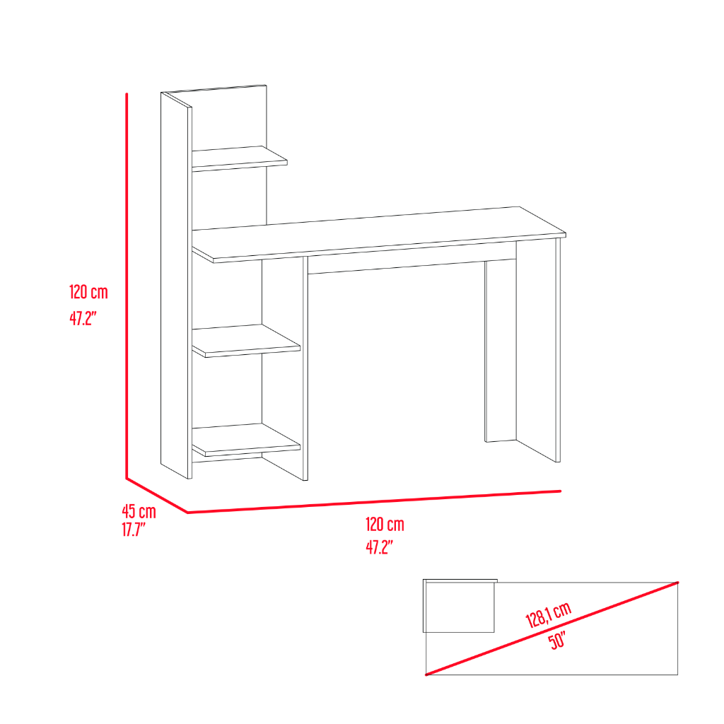 Leoglint Tecoa Writing Office Desk, Four Shelves