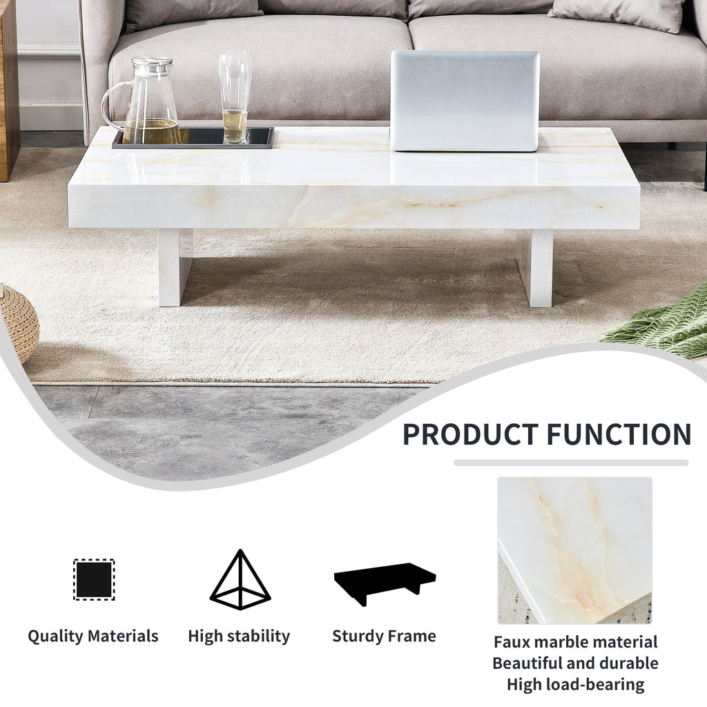 Leoglint A modern and practical coffee table with imitation marble patterns, made of MDF material. The fusion of elegance and natural fashion 47.2"* 23.6"* 12 "