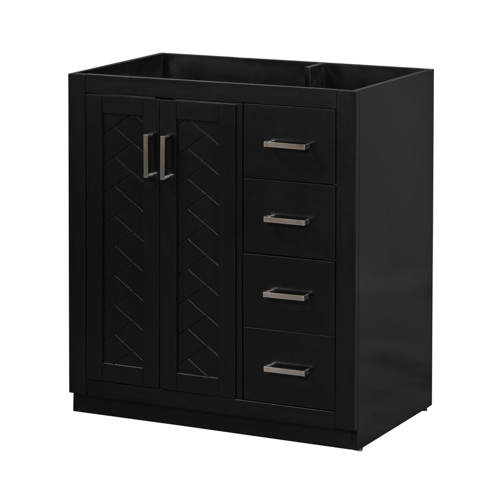 Leoglint 30'' Bathroom Vanity without Sink,Solid Wood Frame Bathroom Storage Cabinet Only, Freestanding Vanity Set with 3 Drawers& Soft Closing Doors