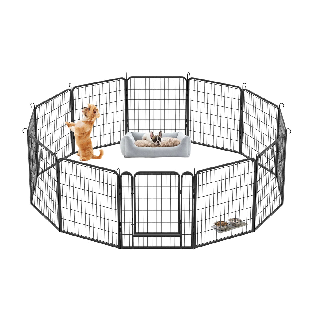 Leoglint 12 Panels Heavy Duty Metal Playpen with door,31.7"H Dog Fence Pet Exercise Pen for Outdoor