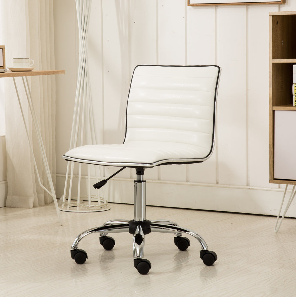 Leoglint Fremo Chromel Adjustable Air Lift Office Chair, White