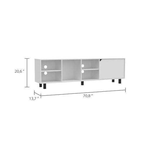 Leoglint Valdivia Tv Stand for TV´s up 70", Four Open Shelves, Five Legs -White