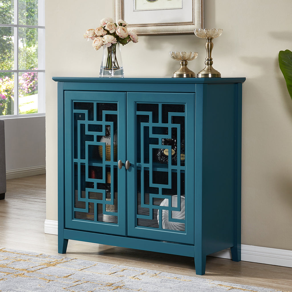 Leoglint Storage Cabinet, Buffet Sideboard, Teal Blue