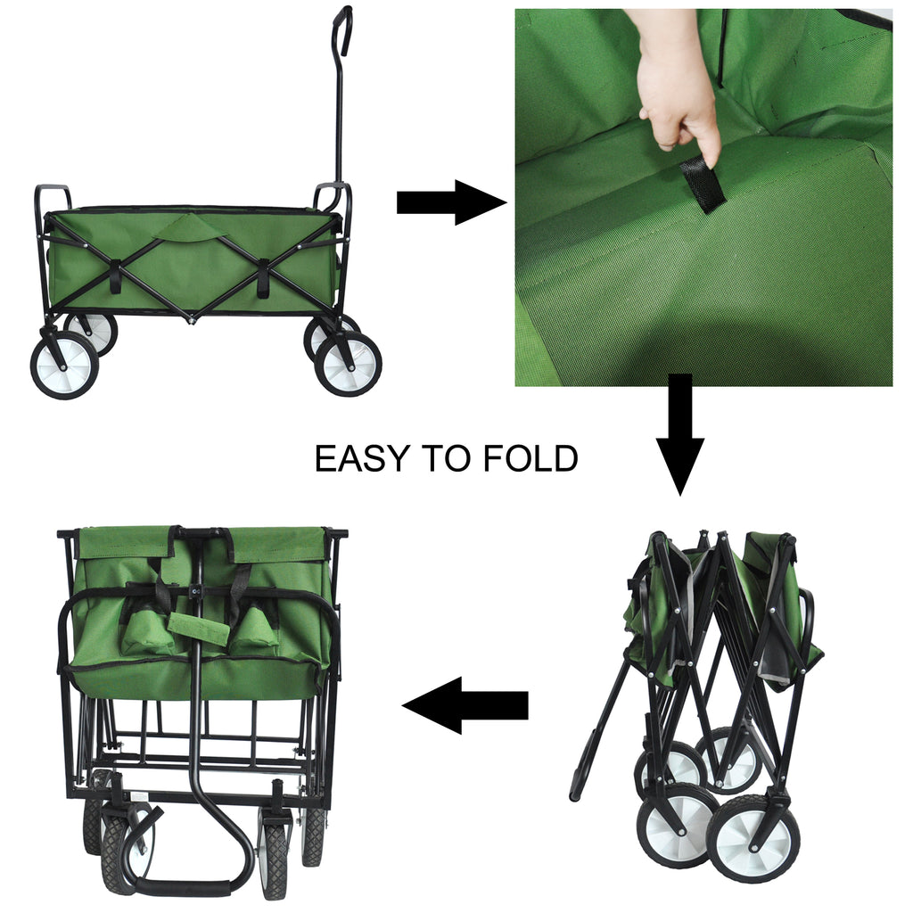 Leoglint Garden cart Folding Wagon Garden Shopping Beach Cart (Green)