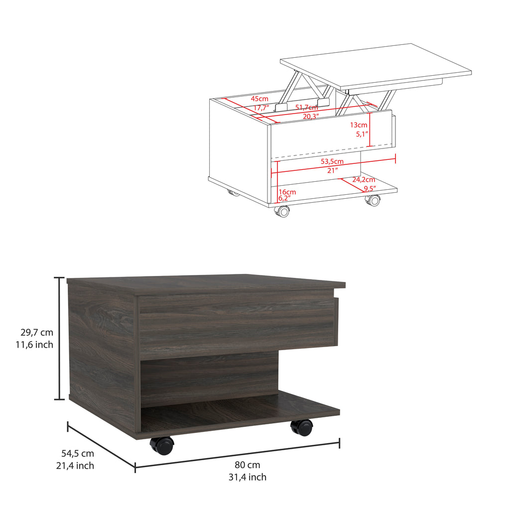 Leoglint Luanda Lift Top Coffee Table, Casters, One Shelf -Espresso