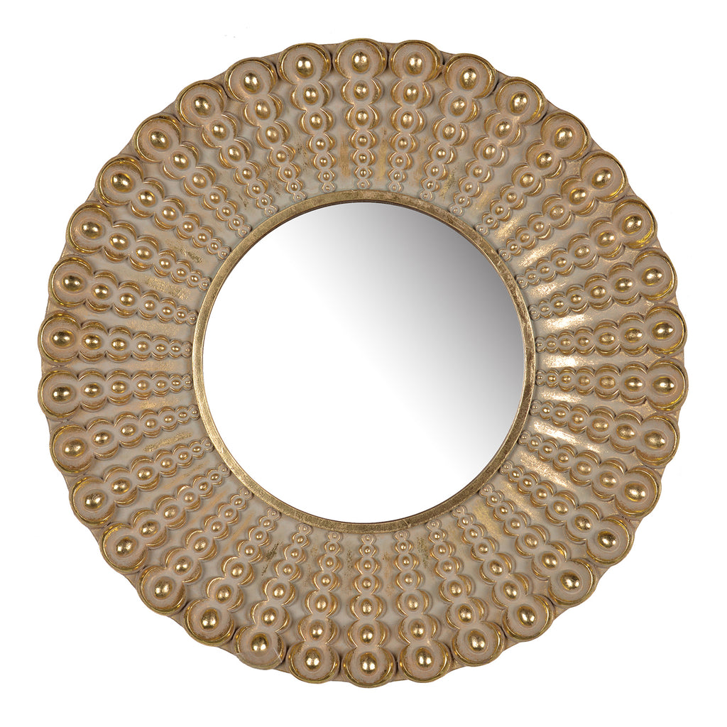 Leoglint 18.5" Transitional Beaded Sunburst Mirror, Round Accent Wall Mirror for Living Room, Entryway, Bathroom, Office, Foyer