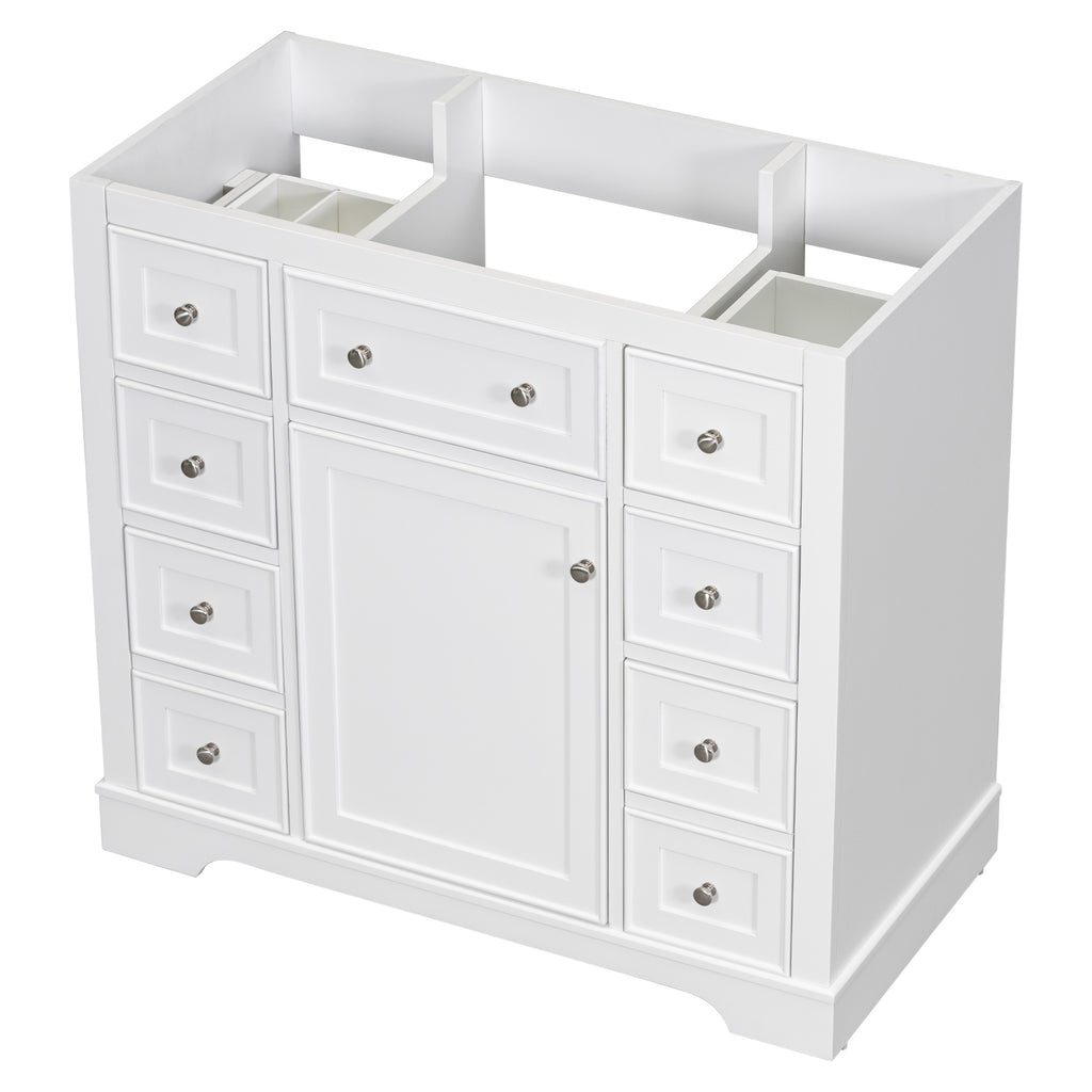 Leoglint 36" Bathroom Vanity without Sink, Cabinet Base Only, One Cabinet and Six Drawers, White