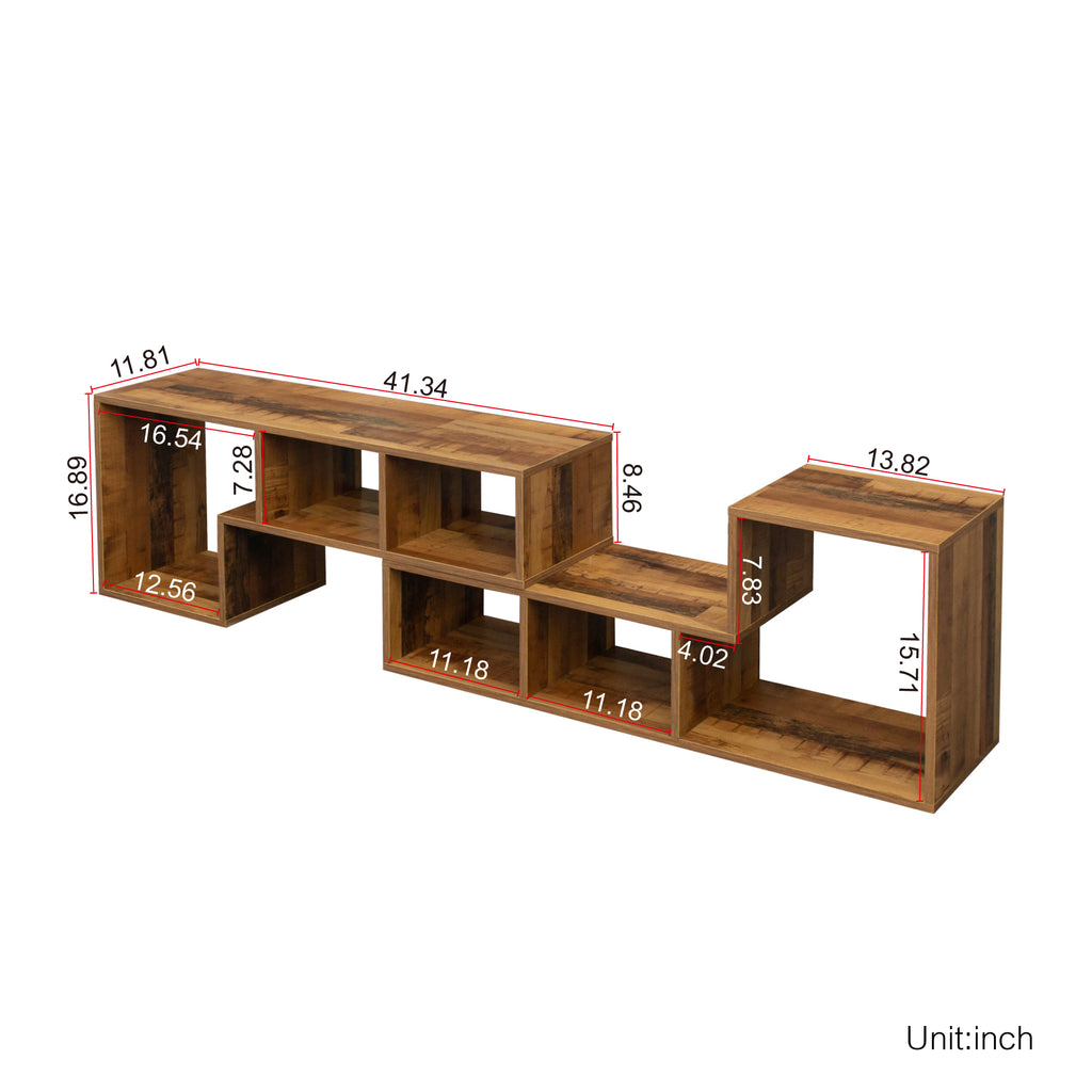 Leoglint Double L-Shaped Oak TV Stand,Display Shelf ,Bookcase for Home Furniture,Fir Wood