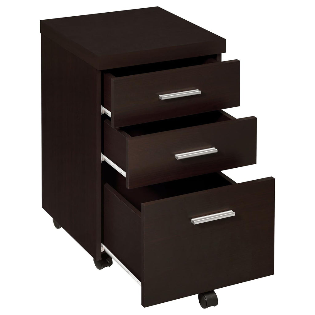 Leoglint Cappuccino 3-Drawer Mobile File Cabinet