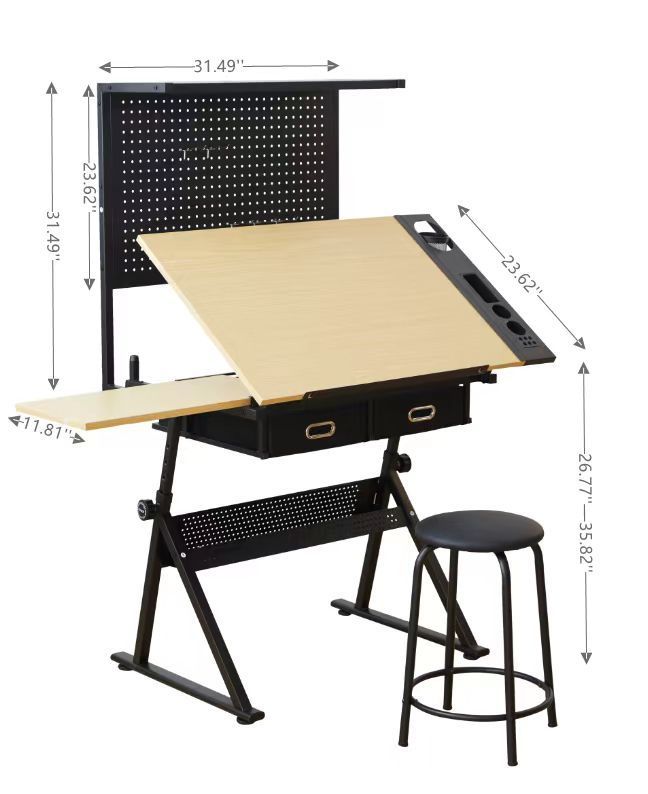 Leoglint Office desk drafting table with  Metal perforated board pannel