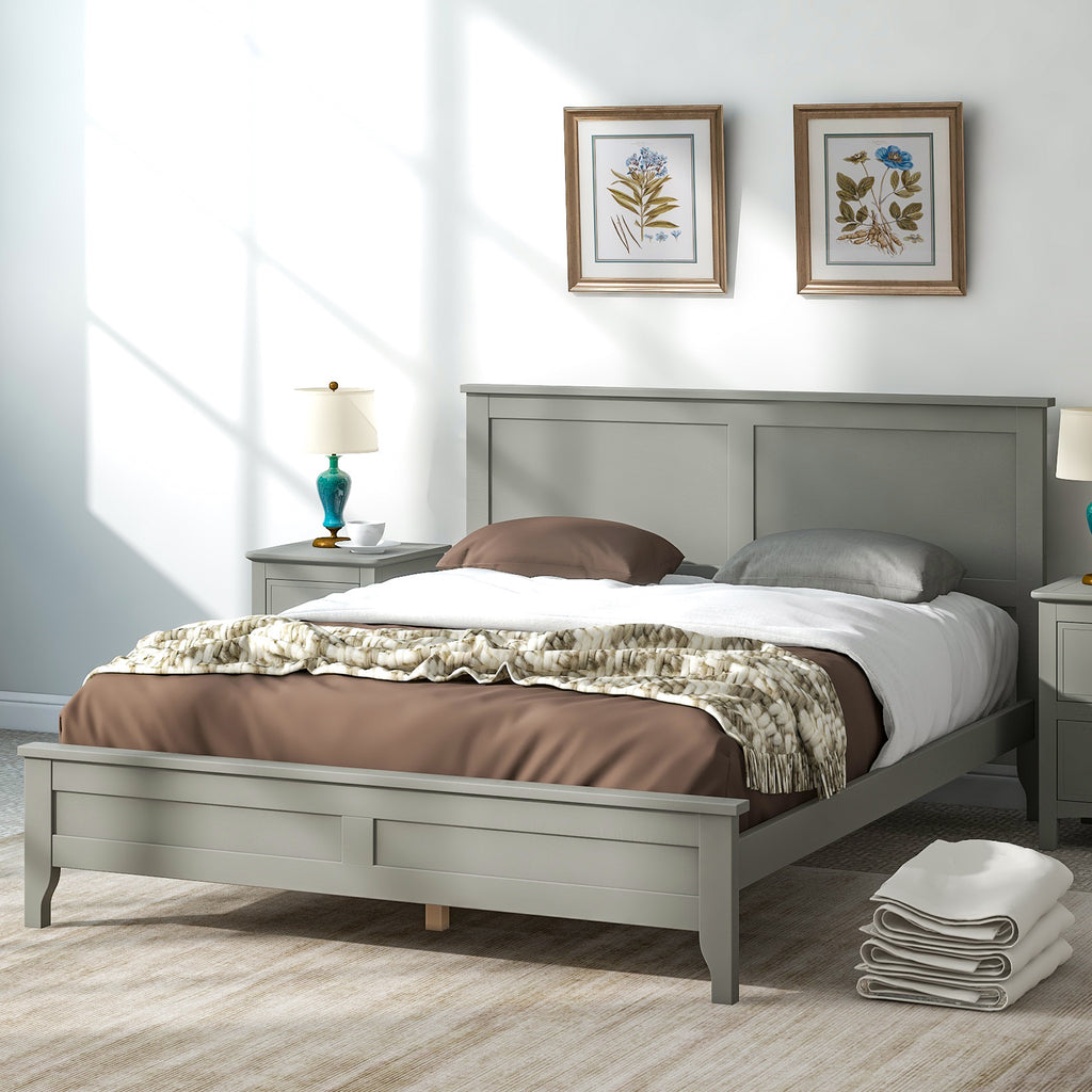 Modern Gray Solid Wood Full Platform Bed Frame(old sku:WF283524AAE)	 Modern Gray Solid Wood Full Platform Bed(old sku:WF283524AAE)