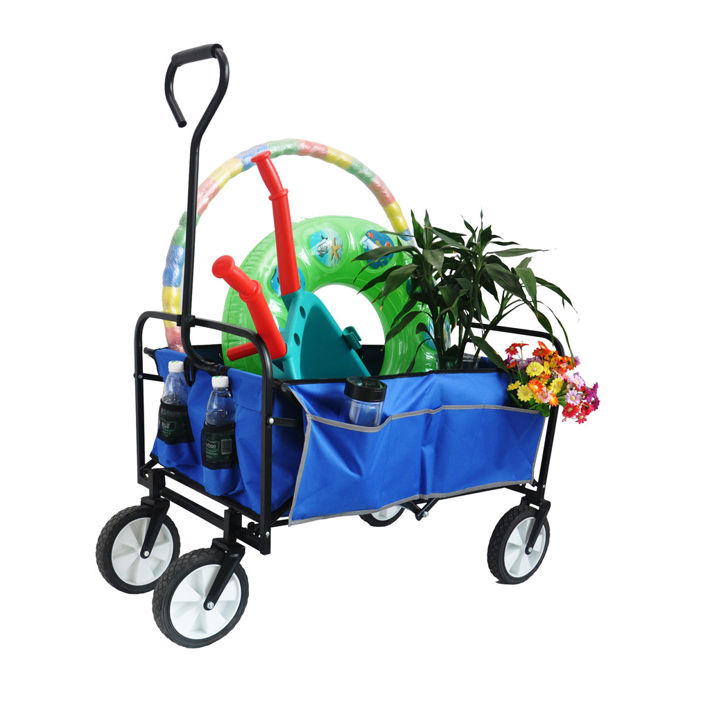 Leoglint Garden cart Folding Wagon Garden Shopping Beach Cart (Blue)