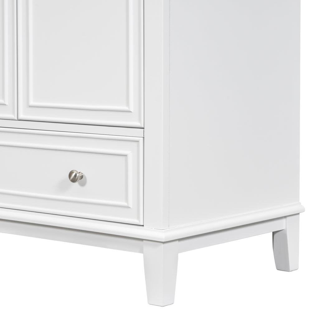 Leoglint 30" Bathroom Vanity without Sink, Base Only, Multi-functional Bathroom Cabinet with Doors and Drawer, Solid Frame and MDF Board, White