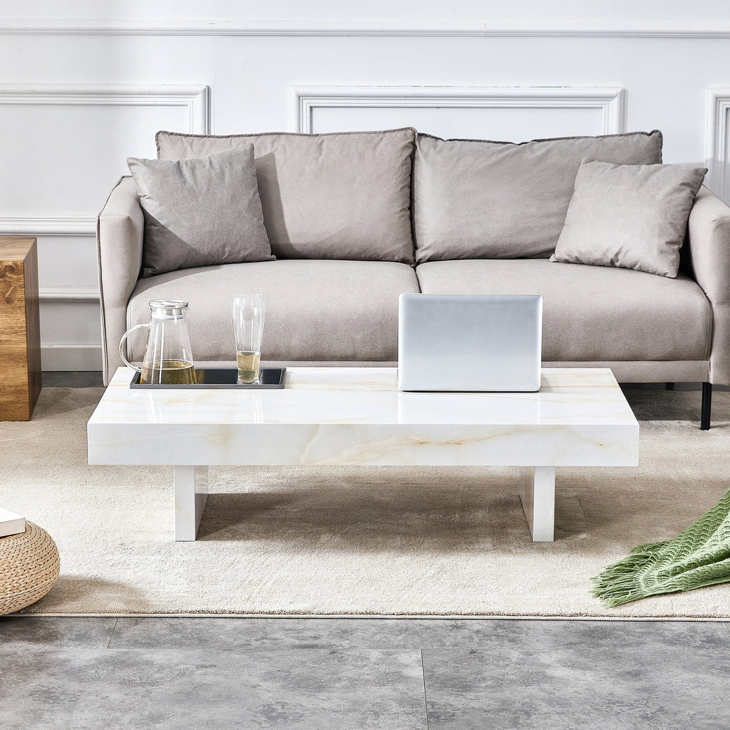 Leoglint A modern and practical coffee table with imitation marble patterns, made of MDF material. The fusion of elegance and natural fashion 47.2"* 23.6"* 12 "