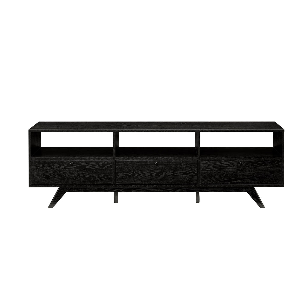 Leoglint Modern Scandi 3-Door Low Profile TV Stand for TVs up to 80 Inches – Black