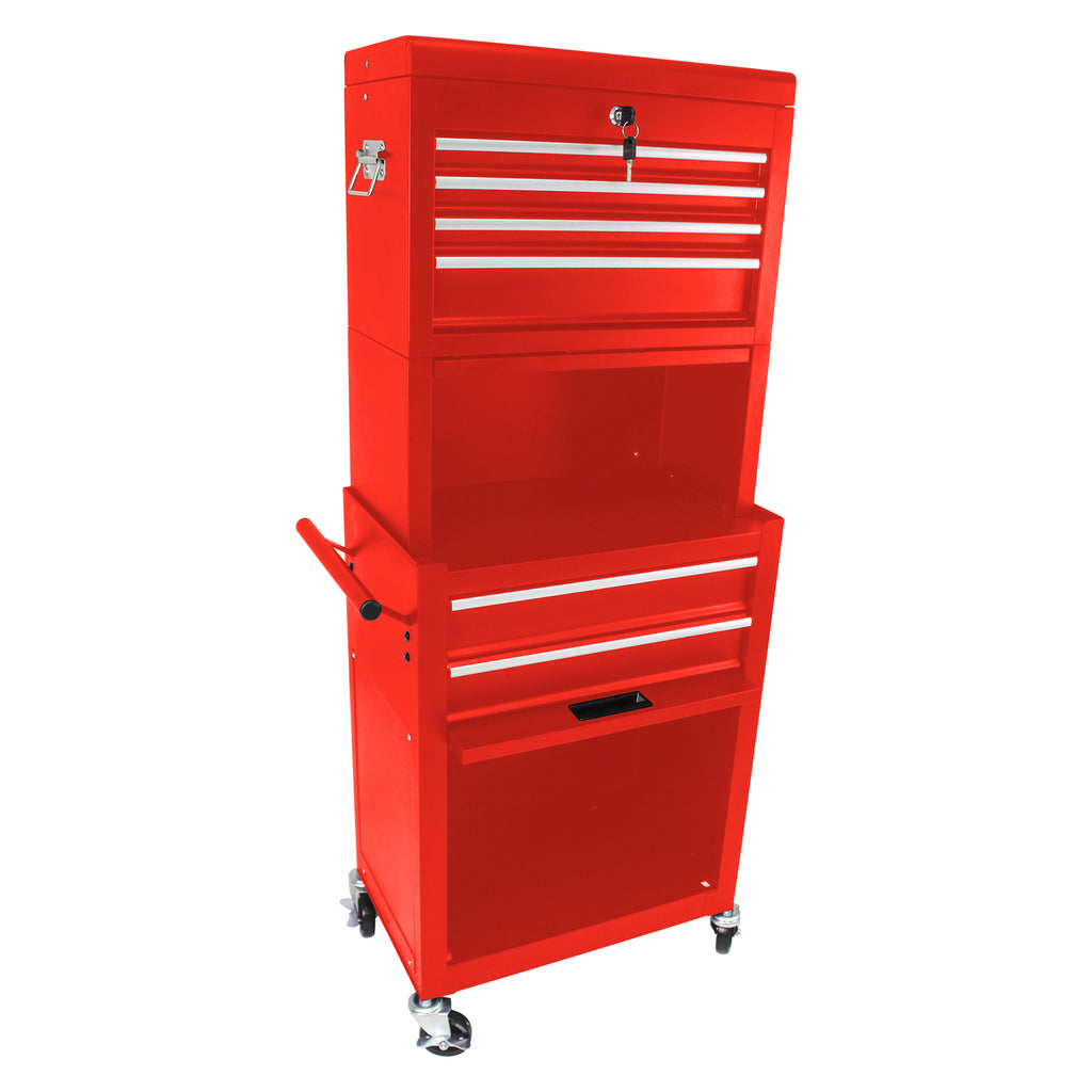 Leoglint High Capacity Rolling Tool Chest with Wheels and Drawers, 6-Drawer Tool Storage Cabinet--RED