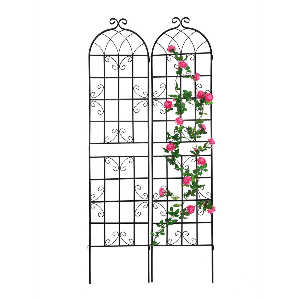 Leoglint 2 Pack Metal Garden Trellis 86.7" x 19.7" Rustproof Trellis for Climbing Plants Outdoor Flower Support Black