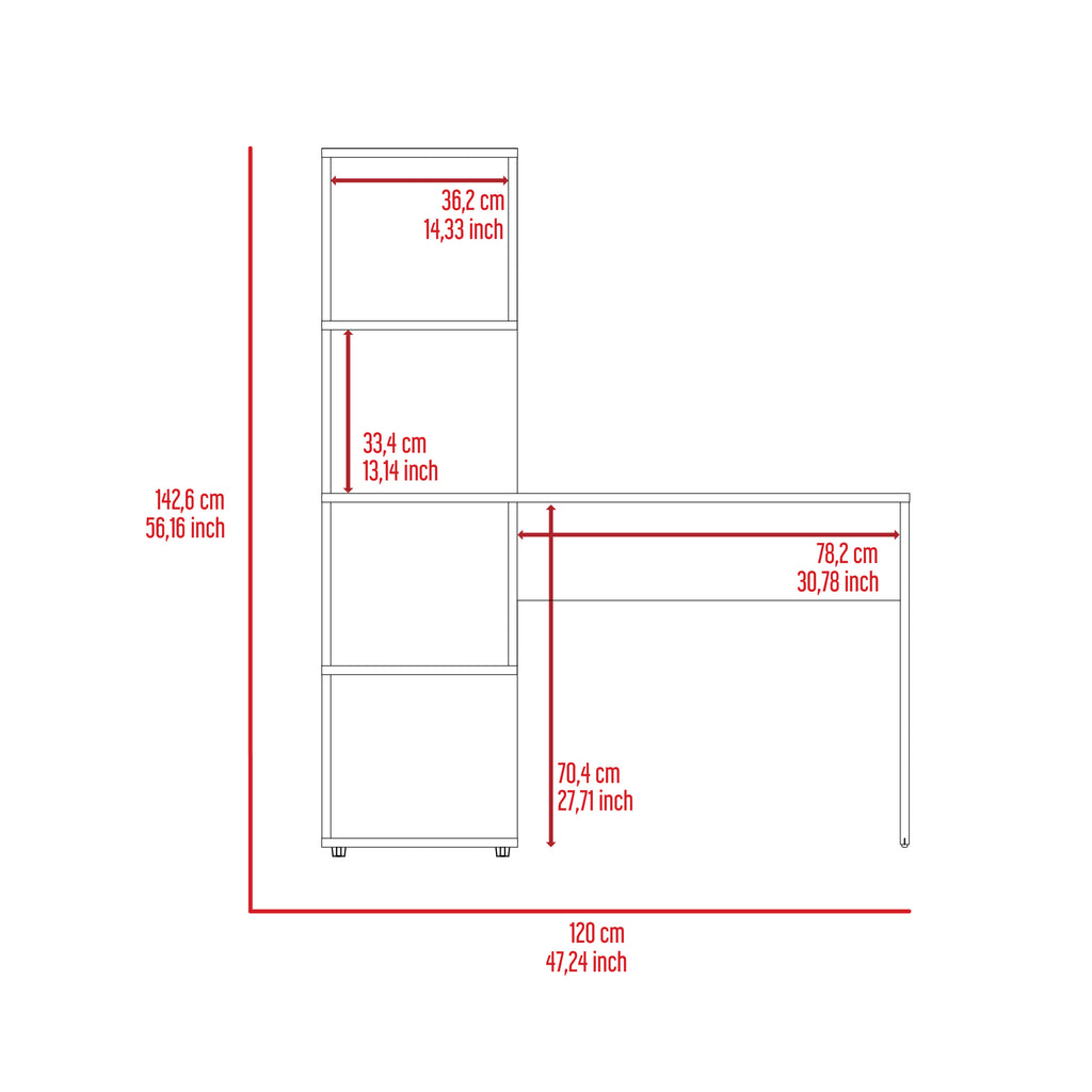 Leoglint Vik Office Desk with Storage Cabinets, Four Shelves