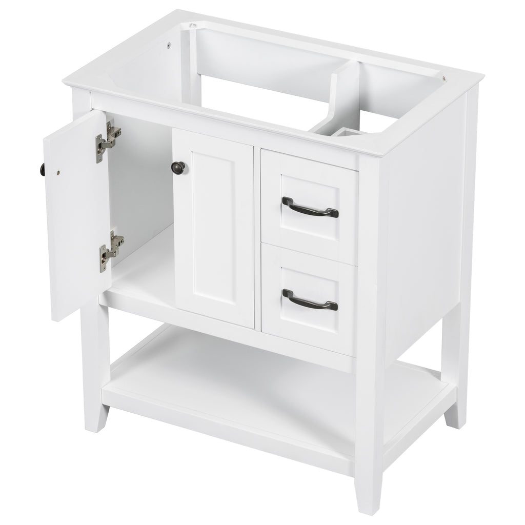 Leoglint 30" Bathroom Vanity without Sink Top, Cabinet Base Only, Vanity with Multi-Functional Drawer, White