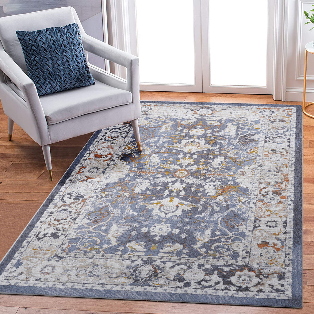 Leoglint 5X7 Blue/Traditional Non-Shedding Living Room Bedroom Dining Home Office Stylish and Stain Resistant Area Rug