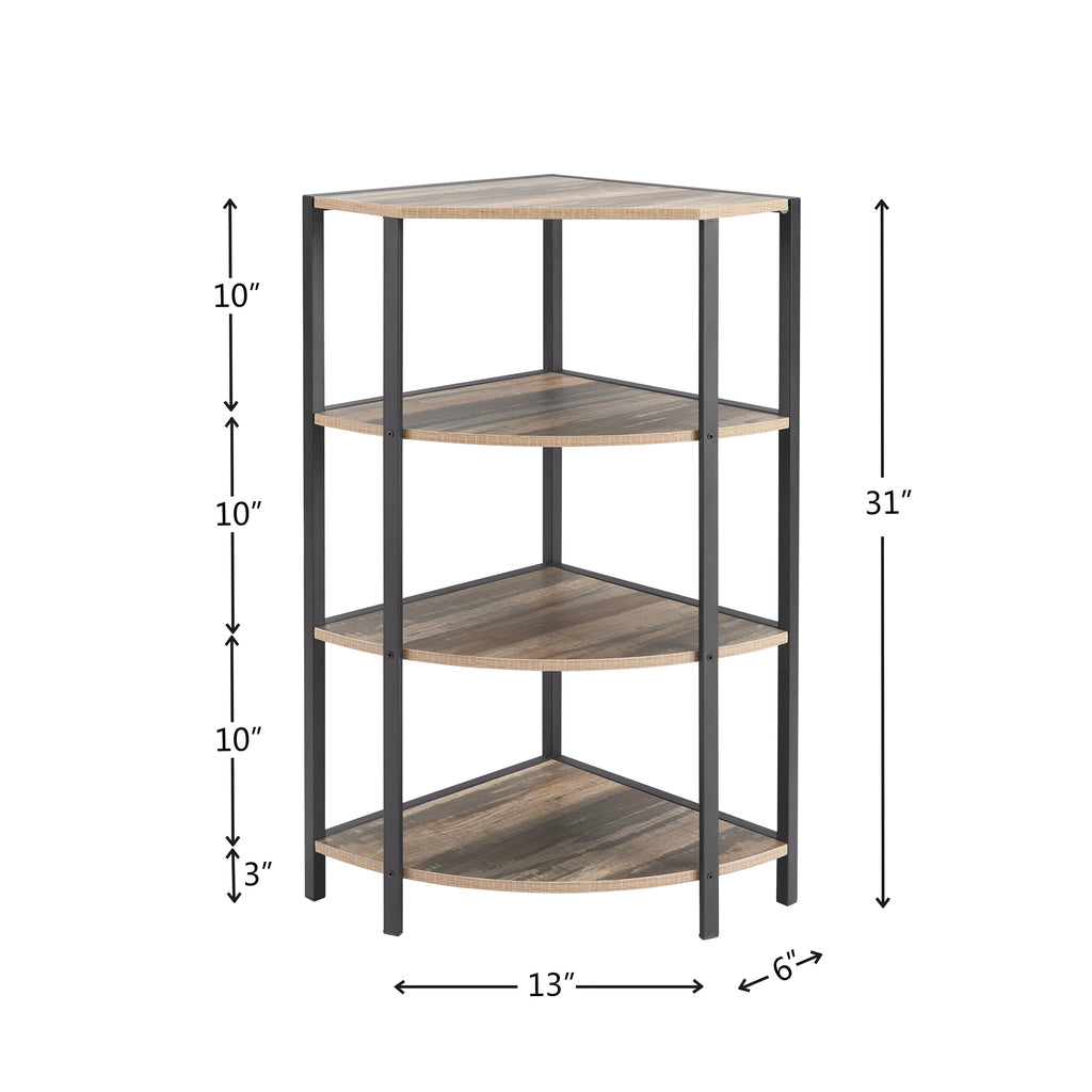 Leoglint 4-Tier Corner Open Shelf,Bookcase Freestanding Shelving Unit,Plant Stand Small Bookshelf for Living Room, Home Office, Kitchen, Small Space