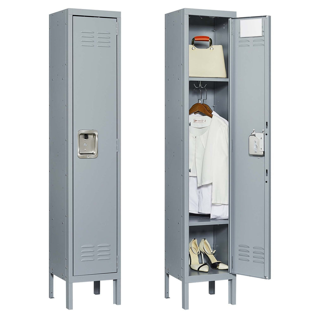 Leoglint 1 Door 66"H Metal Lockers With Lock for Employees,Storage Locker Cabinet  for Home Gym Office School Garage,Gray