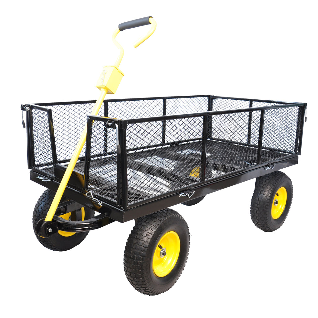 Leoglint BIG  Wagon Cart Garden cart trucks make it easier to transport firewood Yellow+Black Maximum static load is 880 lbs.