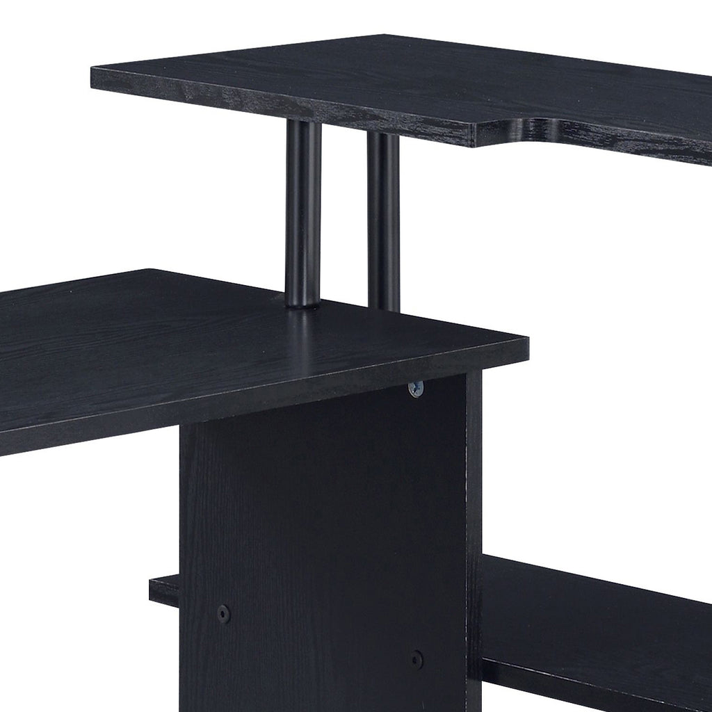 Leoglint Black Office Desk with Bookshelf