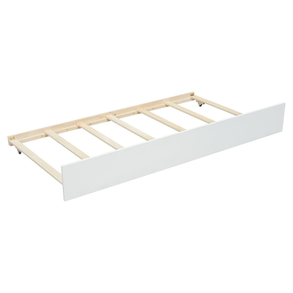 Leoglint Twin Size  House-shaped Bed Frame with Trundle,White