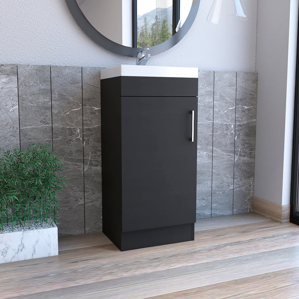 Leoglint Sevilla Bathroom Vanity, Single Door Cabinet, Black