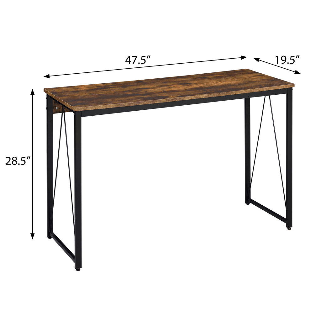 Leoglint Weathered Oak and Black 47.5" Writing Office Desk with Metal Sled Base