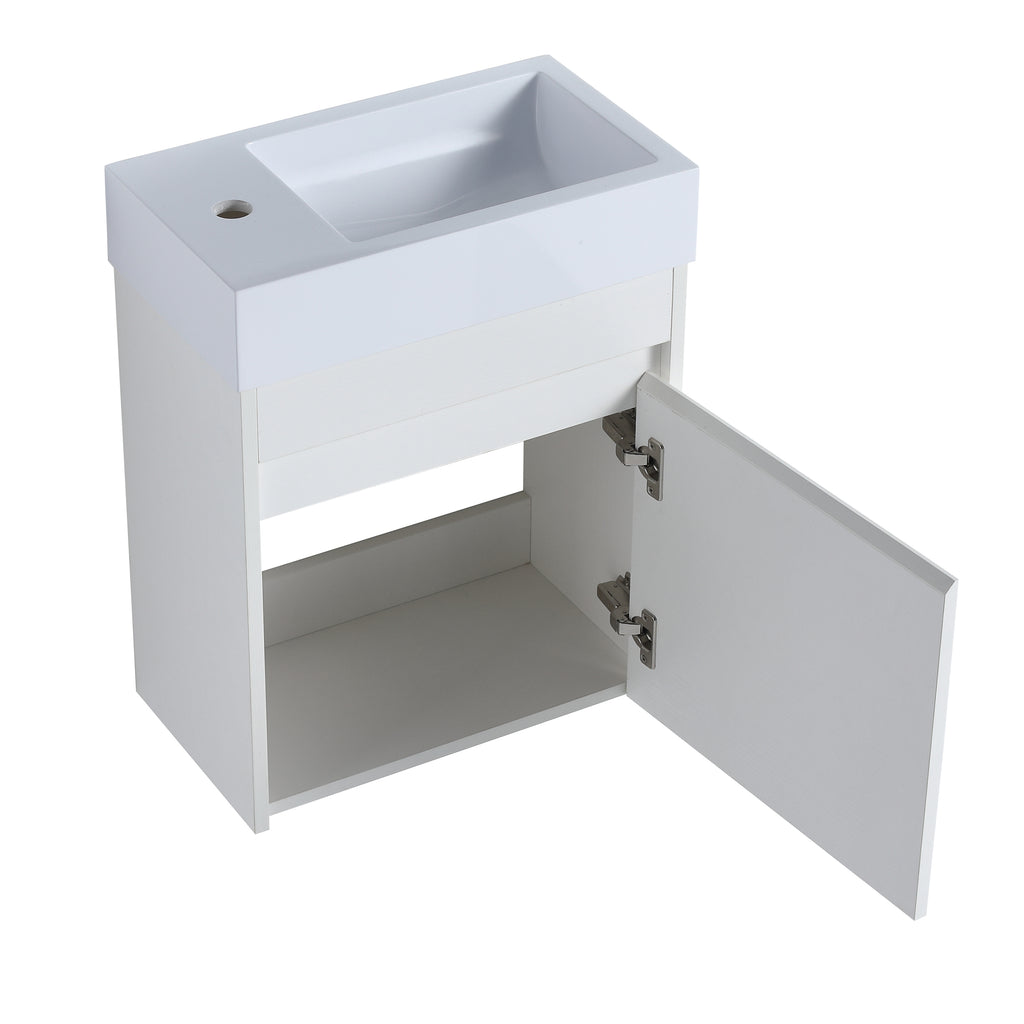 Leoglint 18'' Floating Wall-Mounted Bathroom Vanity with White Resin Sink & Soft-Close Cabinet Door