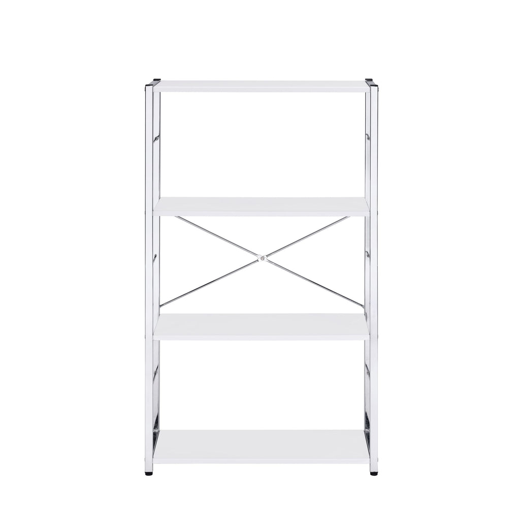 Leoglint ACME Tennos Bookshelf, White & Chrome Finish 93192