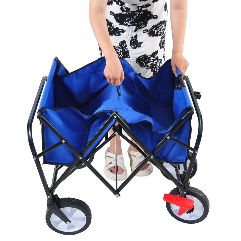 Leoglint Garden cart Folding Wagon Garden Shopping Beach Cart (blue)