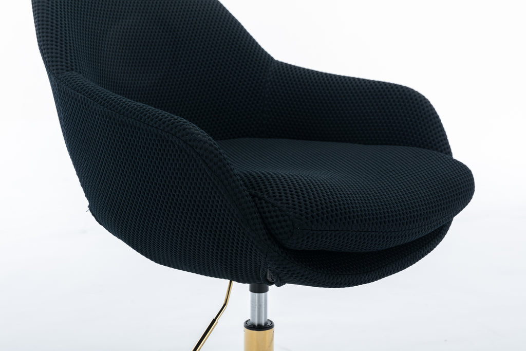 Leoglint 046-Mesh Fabric Home Office Chair 360°Swivel Adjustable Height With Gold Metal Base,Black