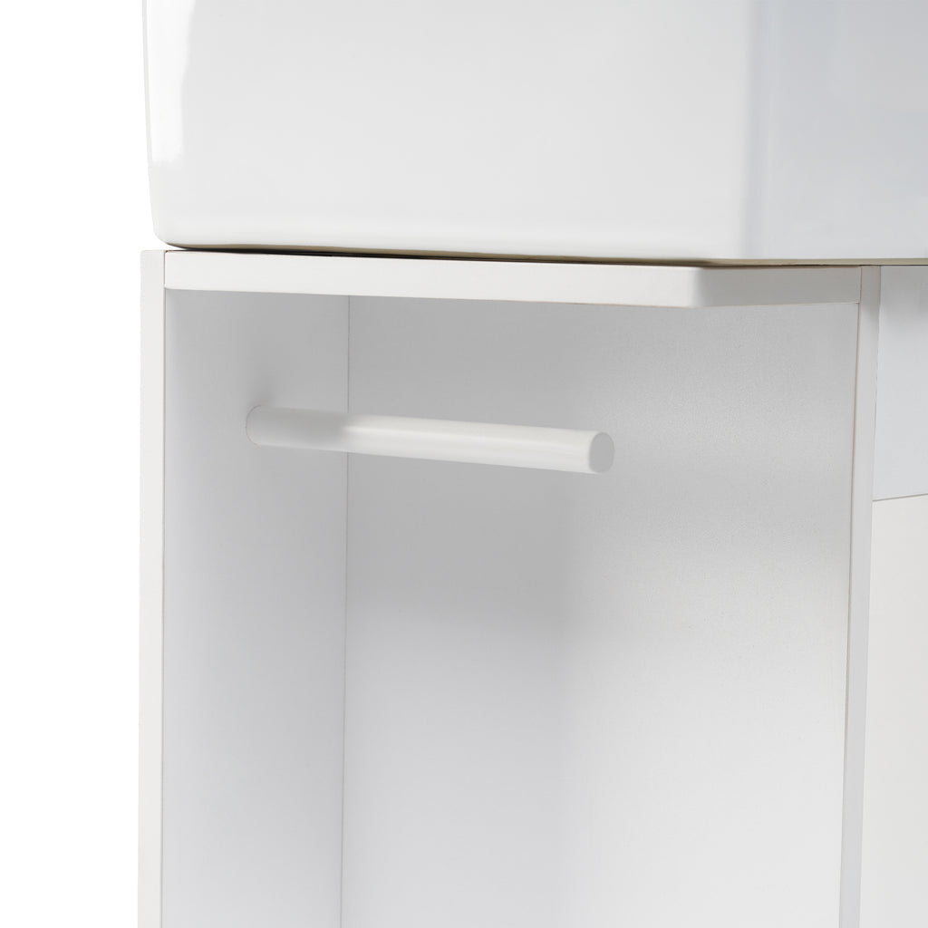 Leoglint 18.6" Bathroom Vanity with Sink, Bathroom Vanity Cabinet with Two-tier Shelf, Left or Right Orientation, White