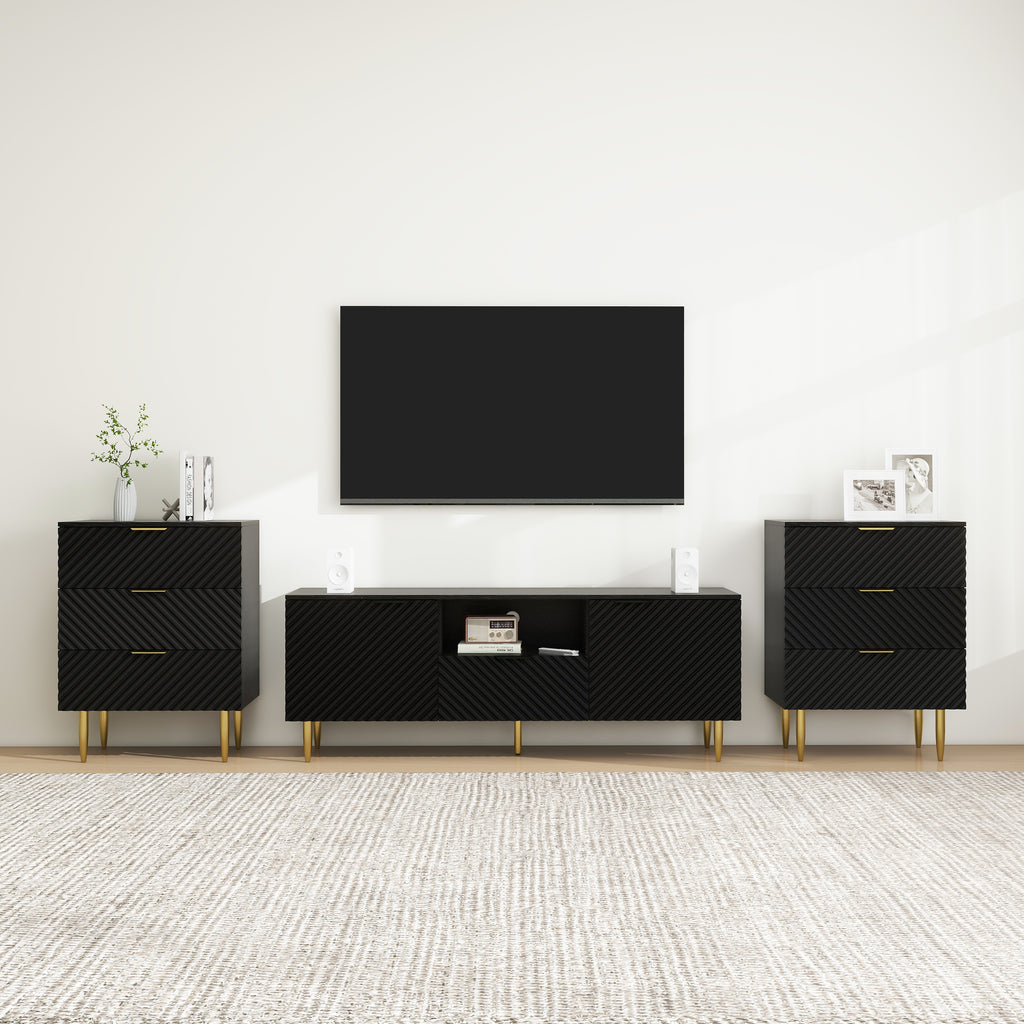 Leoglint TV Stand with Solid Ion Feet, TV Console Table for Living Room, Bedroom