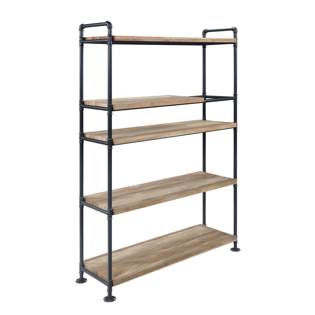 Leoglint ACME Brantley Bookshelf w/5 Shelves in Oak & Sandy Black Finish AC00758