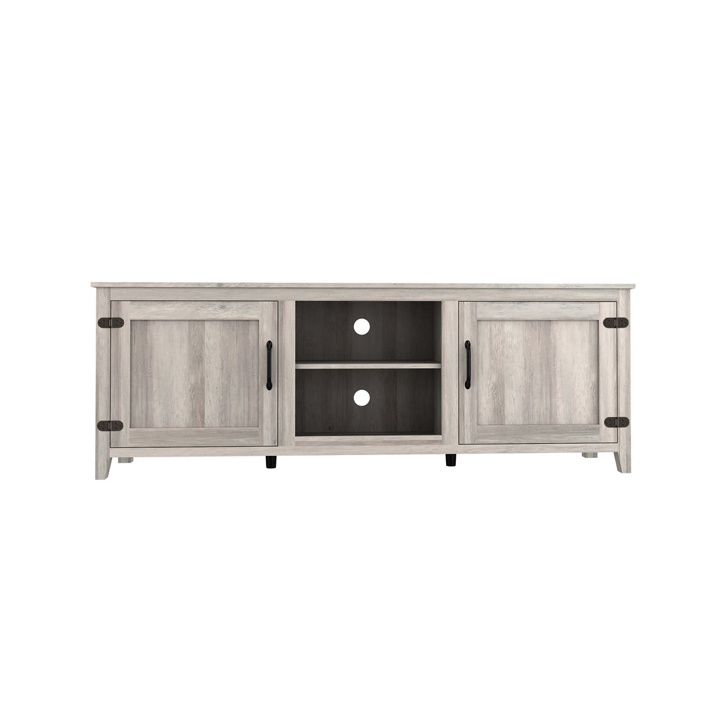 Leoglint TV Stand Storage Media Console Entertainment Center With Two Doors, Grey Walnut