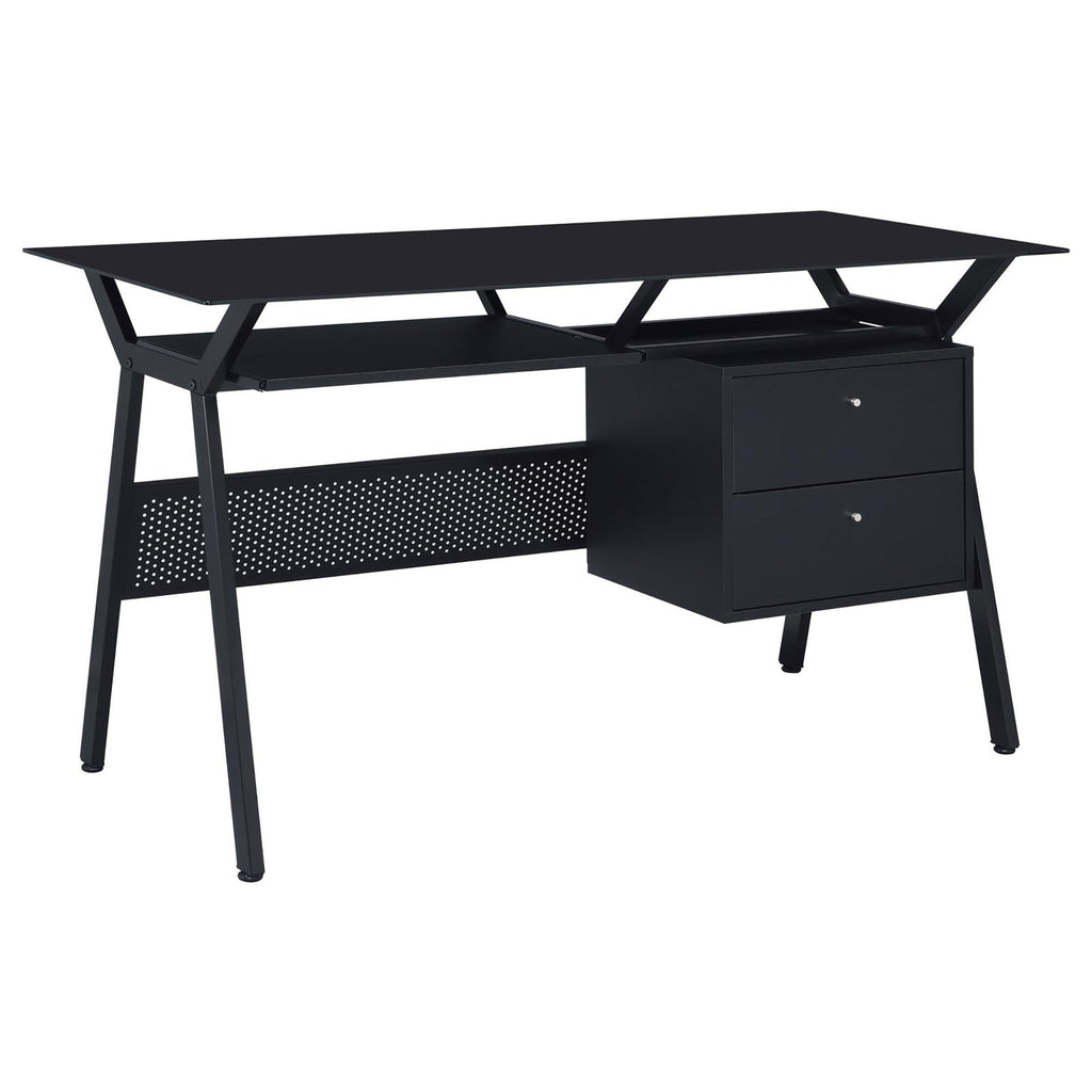 Leoglint Black 2-Drawer Computer Office Desk