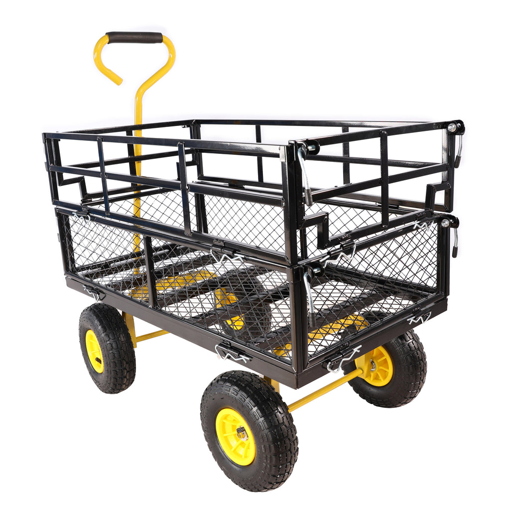 Leoglint Wagon Cart Garden cart trucks make it easier to transport firewood Yellow+Black