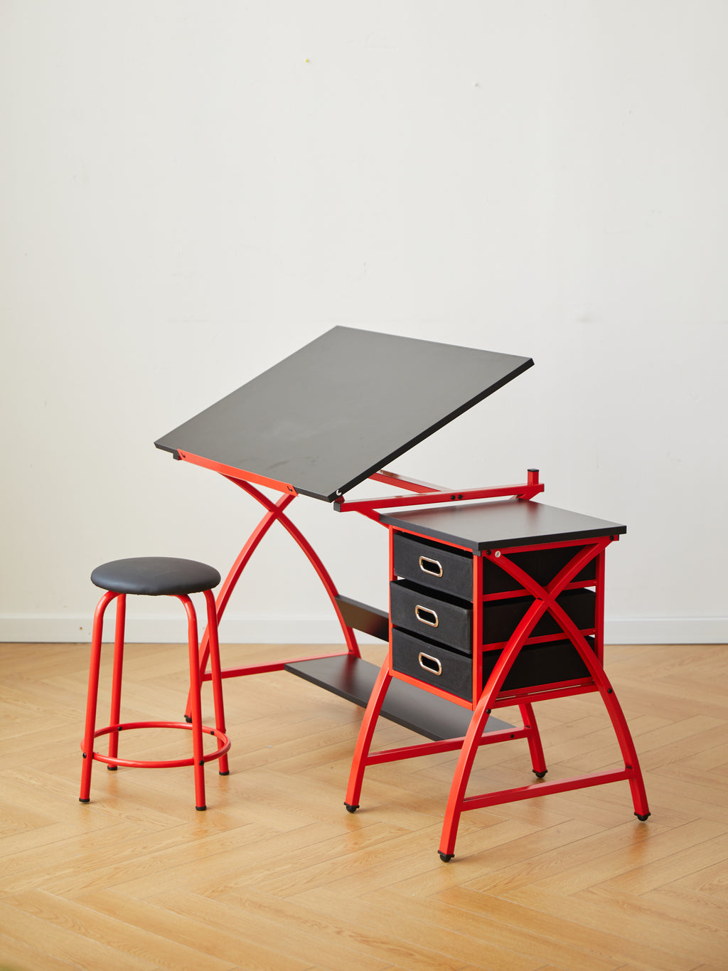 Leoglint Office desk drafting table red with stool