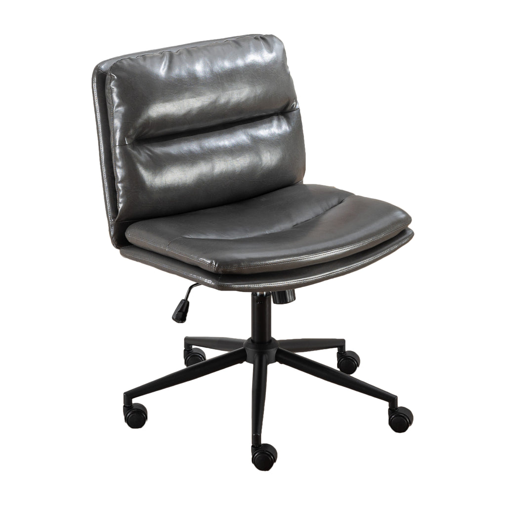 Leoglint Bizerte Adjustable Swivel Criss-Cross Chair, Wide Seat/ Office Chair /Vanity Chair, Gray