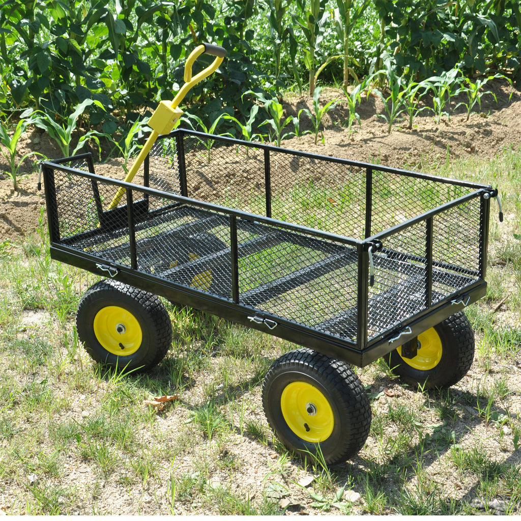 Leoglint BIG  Wagon Cart Garden cart trucks make it easier to transport firewood Yellow+Black Maximum static load is 880 lbs.