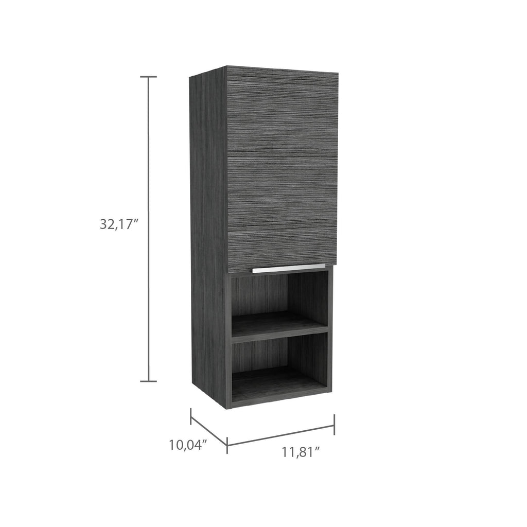 Leoglint Medicine 32H" Single Door Cabinet, Two External Shelves, Two Interior Shelves, Smokey Oak