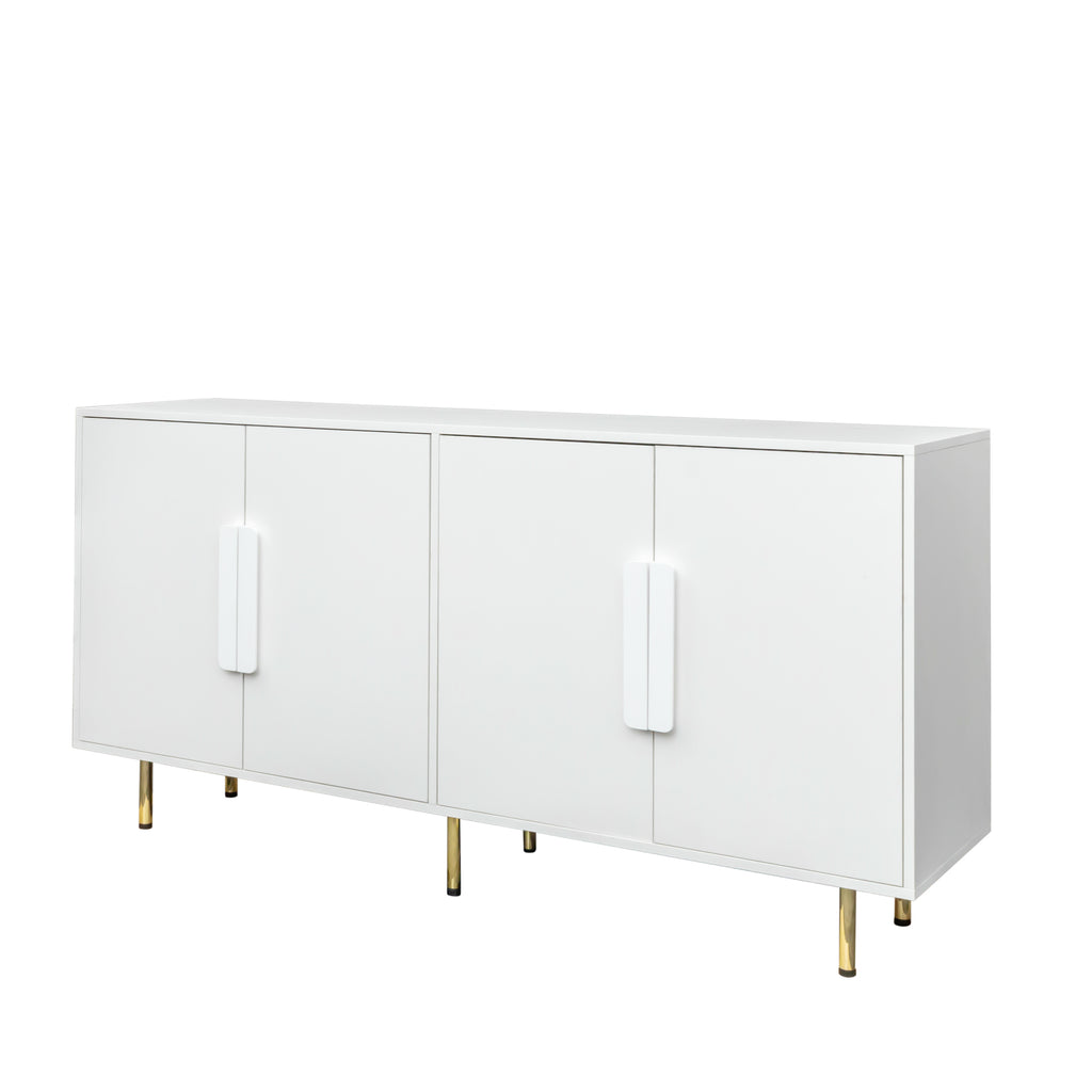 Leoglint Tv Stand,Sideboard Buffet Cabinet with Storage Modern Storage Cabinets with 4 Doors with Handle for Living Room Dining Room Entryway, White