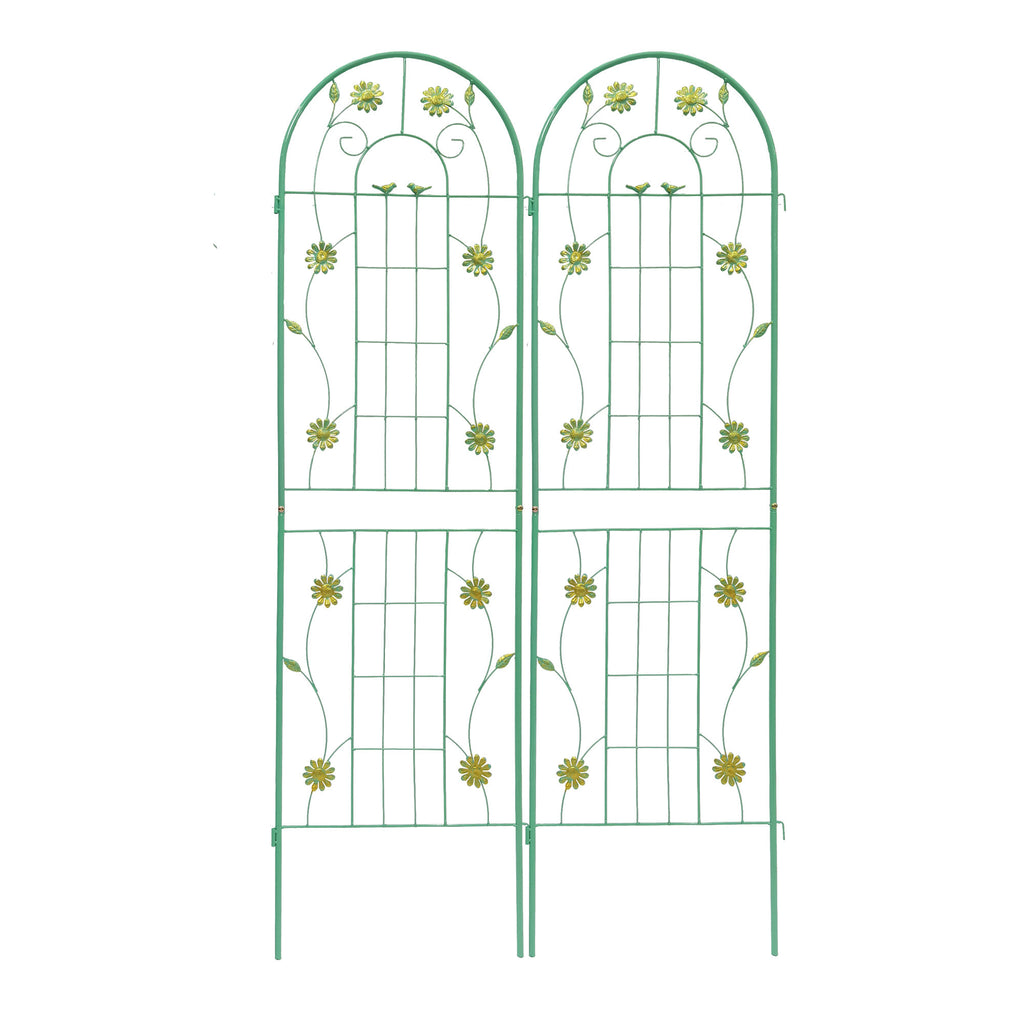 Leoglint 2 Pack Metal Garden Trellis 71" x 19.7" Rustproof Trellis for Climbing Plants Outdoor Flower Support Green