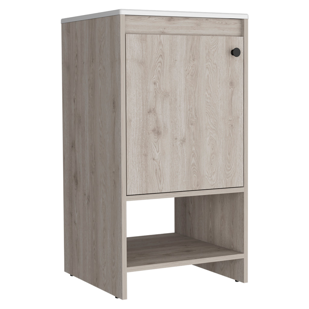 Leoglint Jane Bathroom Vanity, Single Door Cabinet, Two Shelves -Light Gray