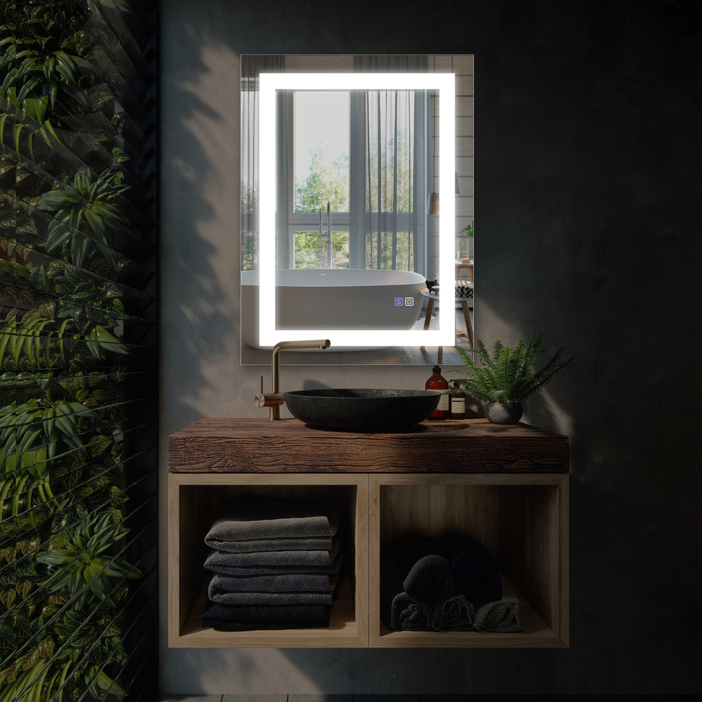 Leoglint LED Bathroom Mirror with Light,28*36 inch, Anti Fog, Dimmable,Color Temper 5000K,Backlit + Front Lit,Both Vertical and Horizontal Wall Mounted Vanity Mirror(28x36)